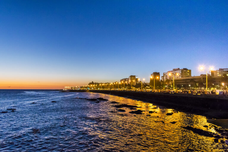 Coastal,Night,Urban,Scene,In,Montevideo,City,,Uruguay