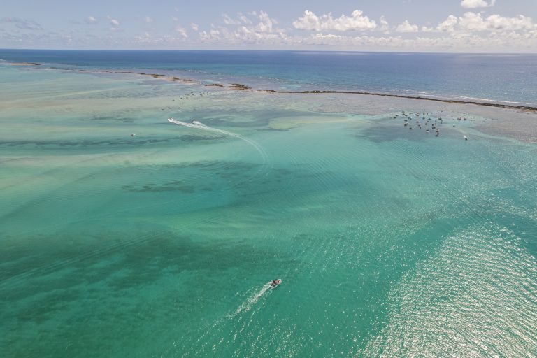 Aerial view of reefs of Maragogi, Coral Coast Environmental Protection Area, Maragogi, Alagoas, Brazil