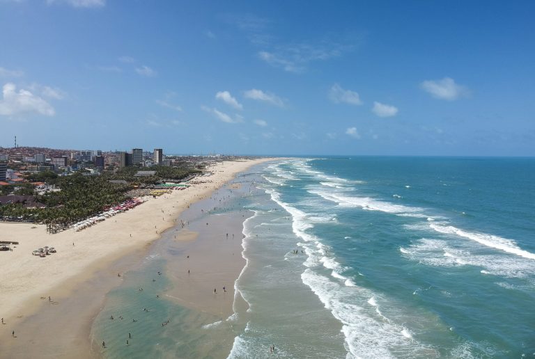 Praia do Futuro beach in Fortaleza, Ceara, Brazil