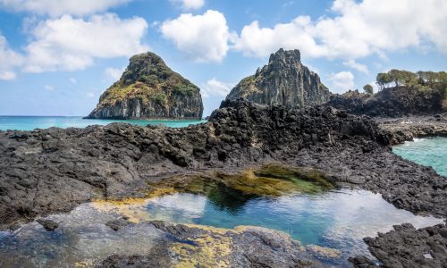 Natural Pool at Baia dos Porcos Beach and Morro Dois Irmaos - Fernando de Noronha, Pernambuco, Brazil