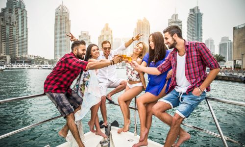 Group,Of,Friends,Making,Party,On,A,Yacht,In,Dubai